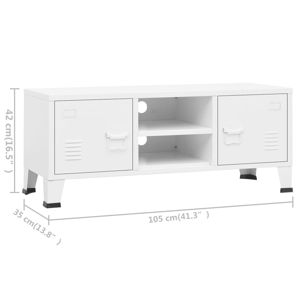 Tv-Meubel Industrieel 105X35X42 Cm Metaal Wit