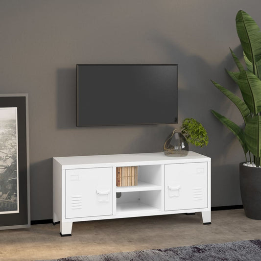 Tv-Meubel Industrieel 105X35X42 Cm Metaal Wit