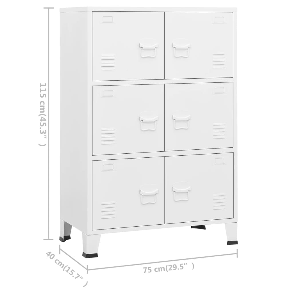 Opbergkast Industrieel 75X40X115 Cm Metaal Wit