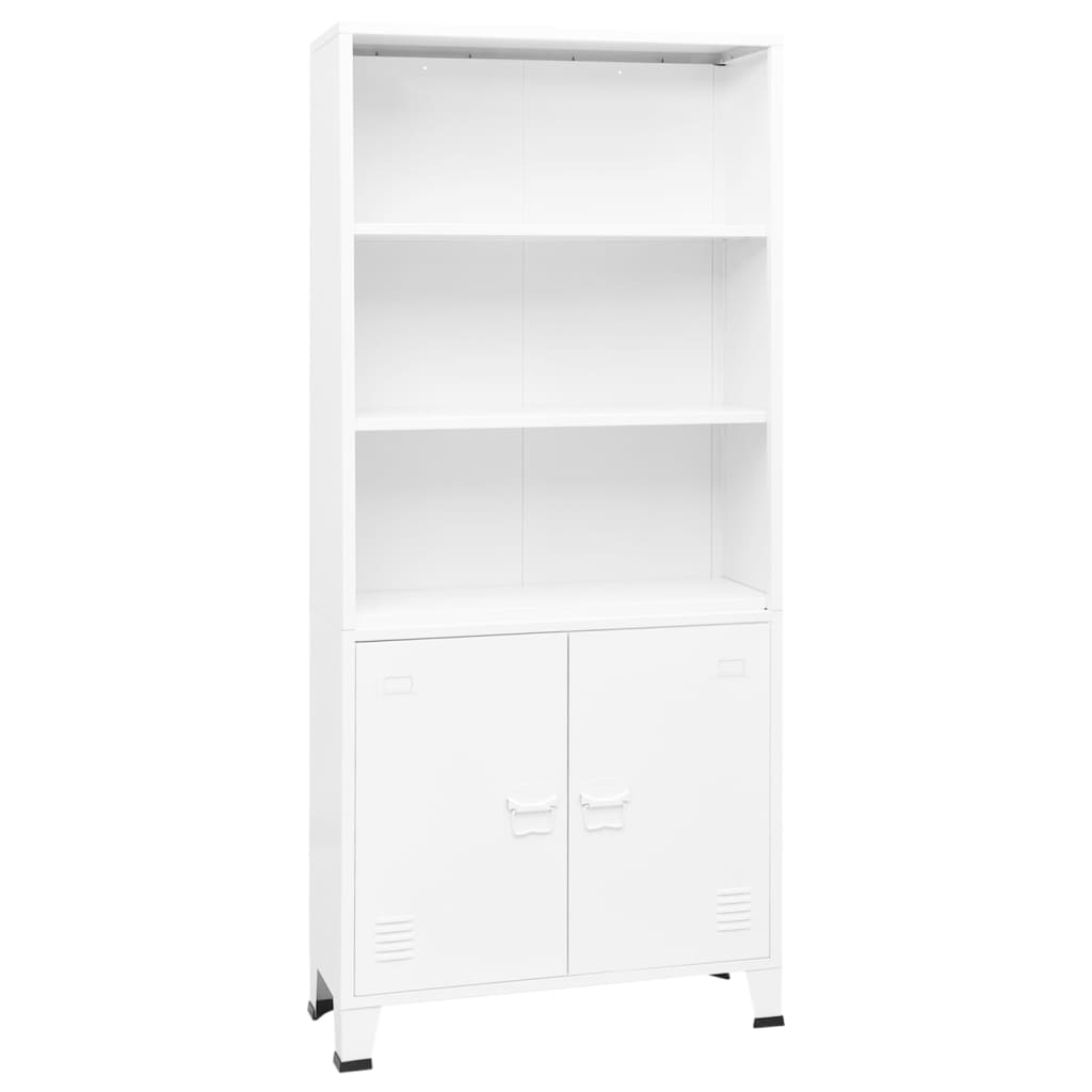 Boekenkast Industrieel 80X32X180 Cm Staal Wit