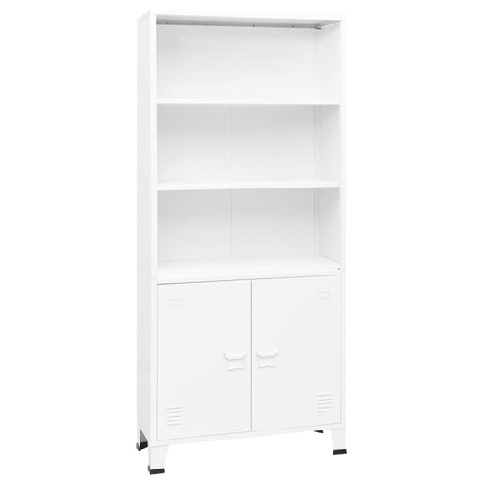 Boekenkast Industrieel 80X32X180 Cm Staal Wit