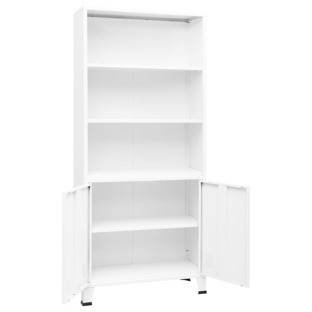 Boekenkast Industrieel 80X32X180 Cm Staal Wit