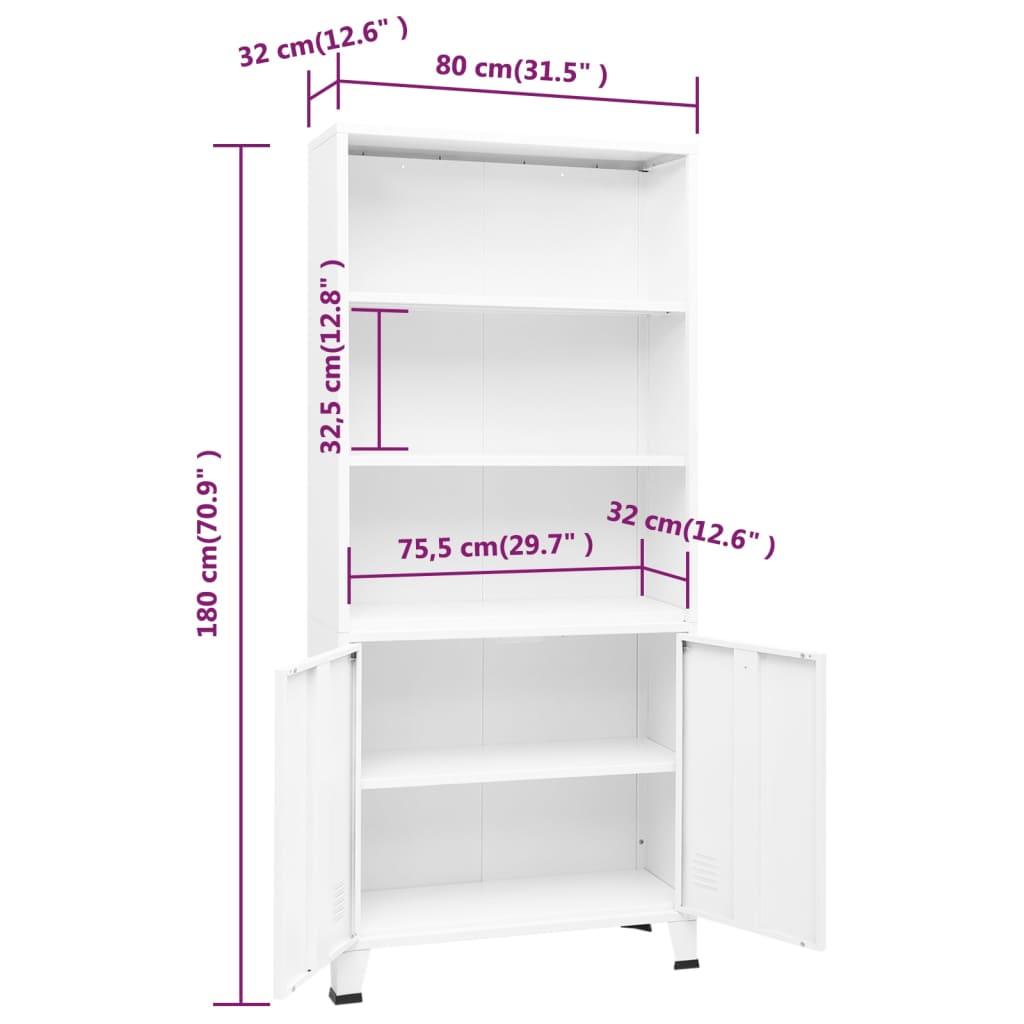 Boekenkast Industrieel 80X32X180 Cm Staal Wit