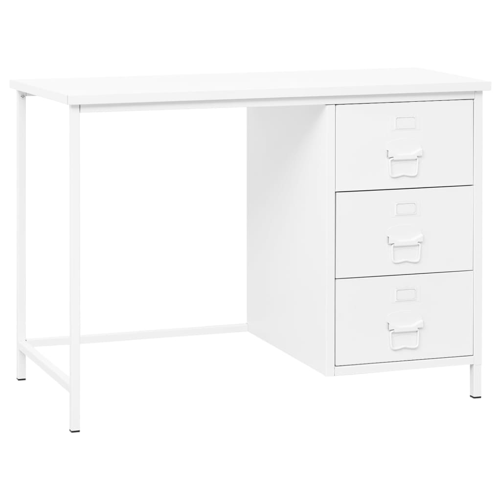 Bureau Industrieel Met Lades 105X52X75 Cm Staal Wit