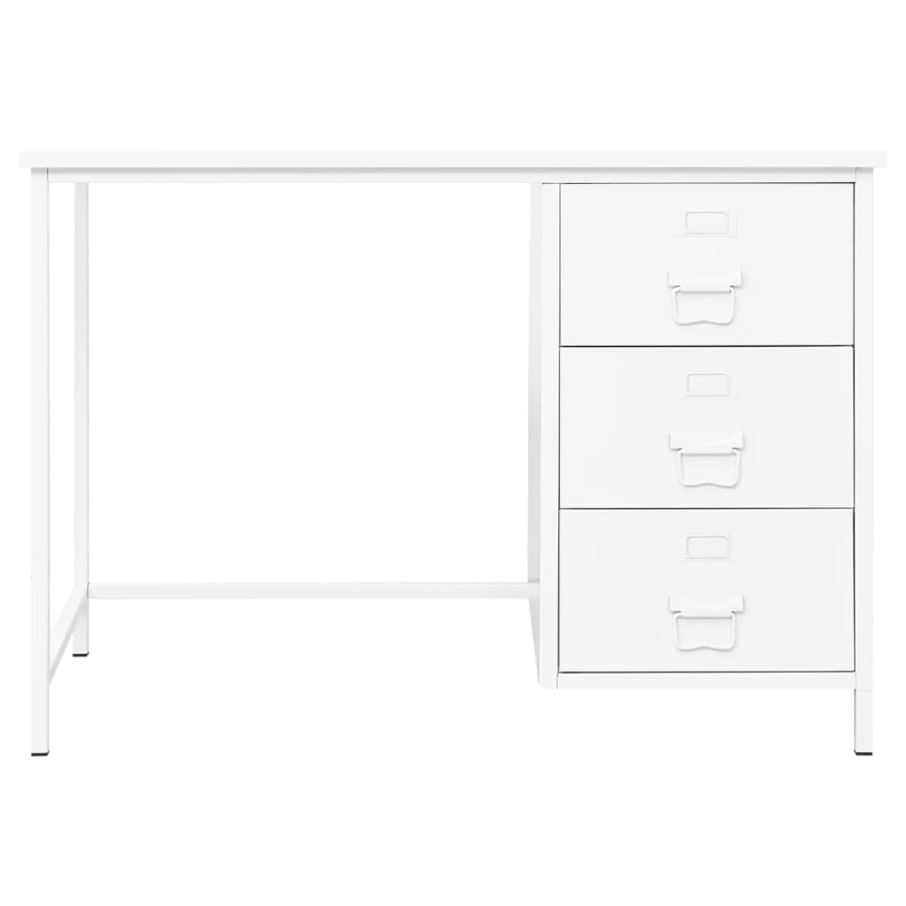 Bureau Industrieel Met Lades 105X52X75 Cm Staal Wit