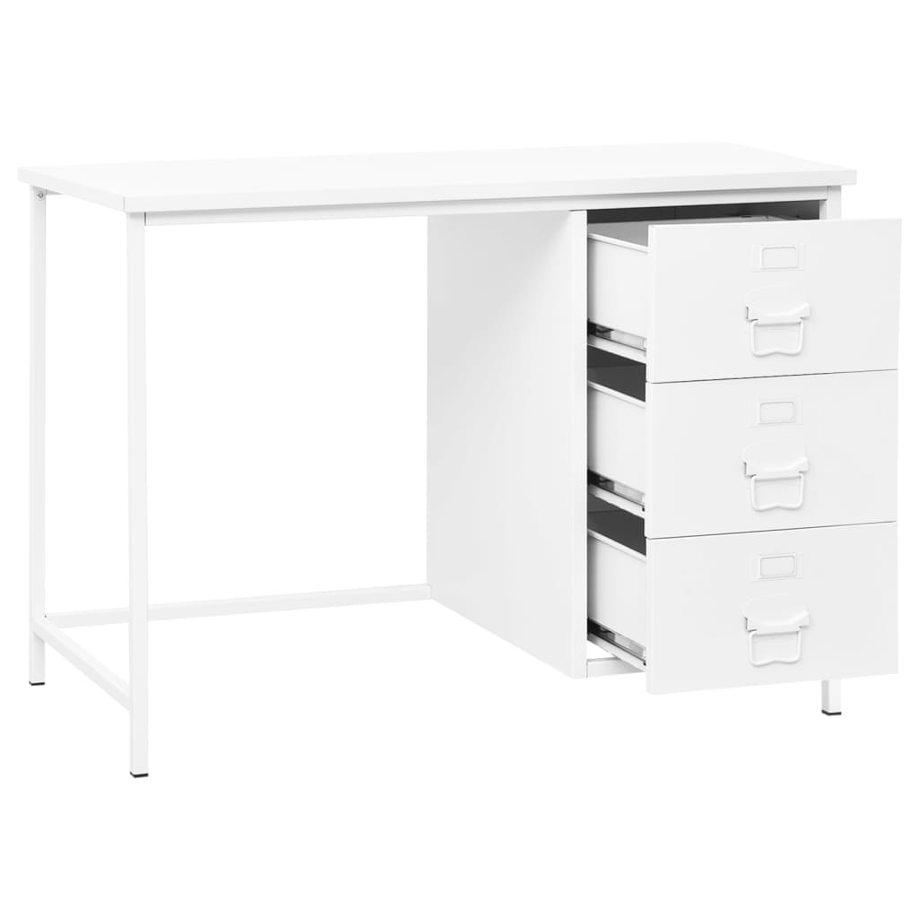 Bureau Industrieel Met Lades 105X52X75 Cm Staal Wit