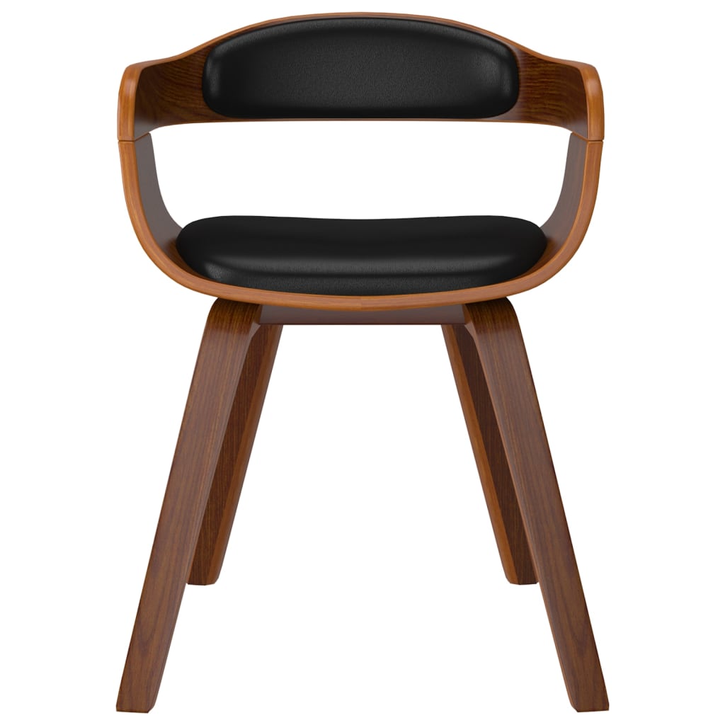 Eetkamerstoelen 2 st gebogen hout en kunstleer zwart