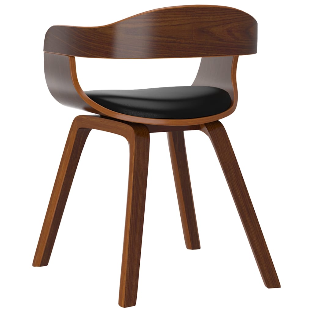 Eetkamerstoelen 2 st gebogen hout en kunstleer zwart