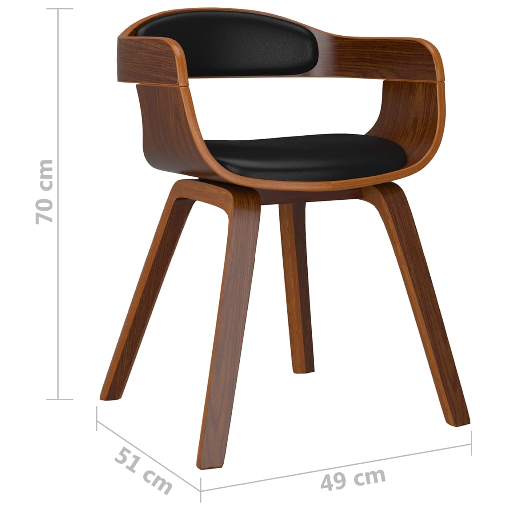 Eetkamerstoelen 2 st gebogen hout en kunstleer zwart