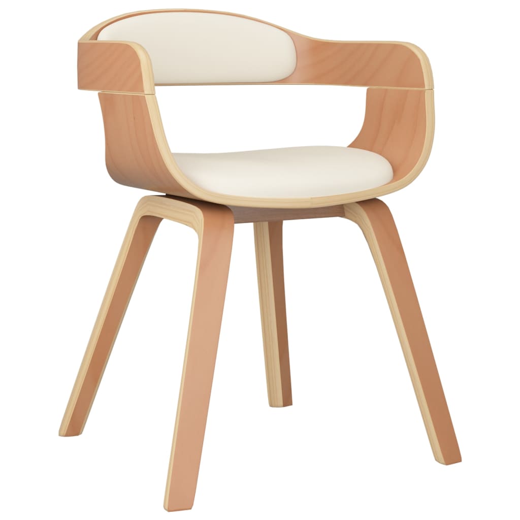 Eetkamerstoelen 2 St Gebogen Hout En Kunstleer Crèmekleurig Crème en lichtbruin