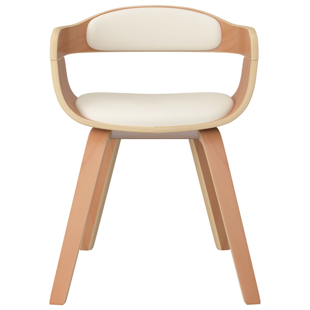 Eetkamerstoelen 2 St Gebogen Hout En Kunstleer Crèmekleurig Crème en lichtbruin