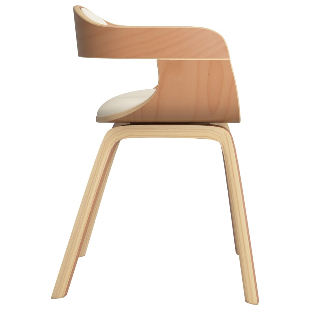 Eetkamerstoelen 2 St Gebogen Hout En Kunstleer Crèmekleurig Crème en lichtbruin