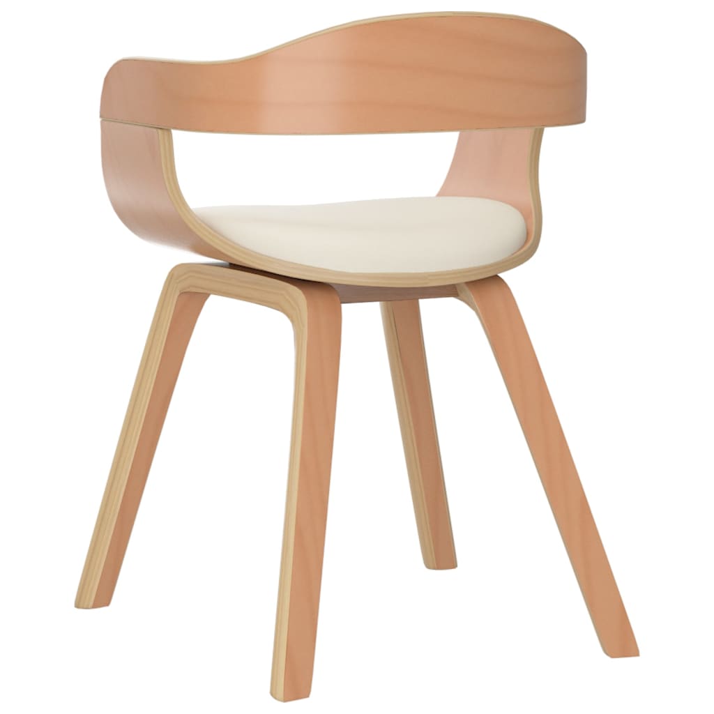 Eetkamerstoelen 2 St Gebogen Hout En Kunstleer Crèmekleurig Crème en lichtbruin