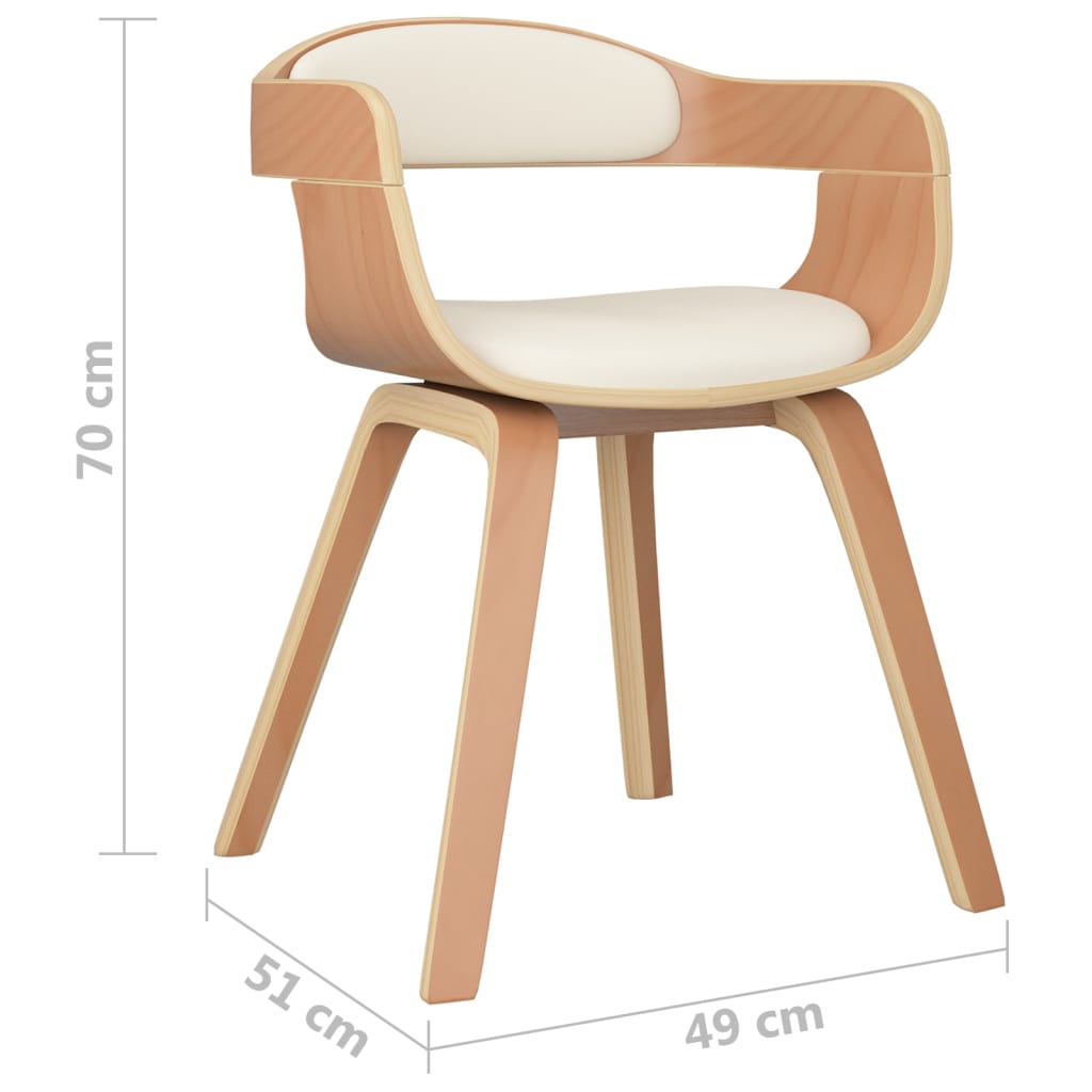 Eetkamerstoelen 2 St Gebogen Hout En Kunstleer Crèmekleurig Crème en lichtbruin