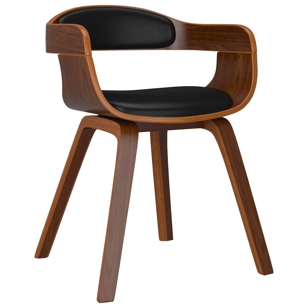 Eetkamerstoelen 4 st gebogen hout en kunstleer zwart