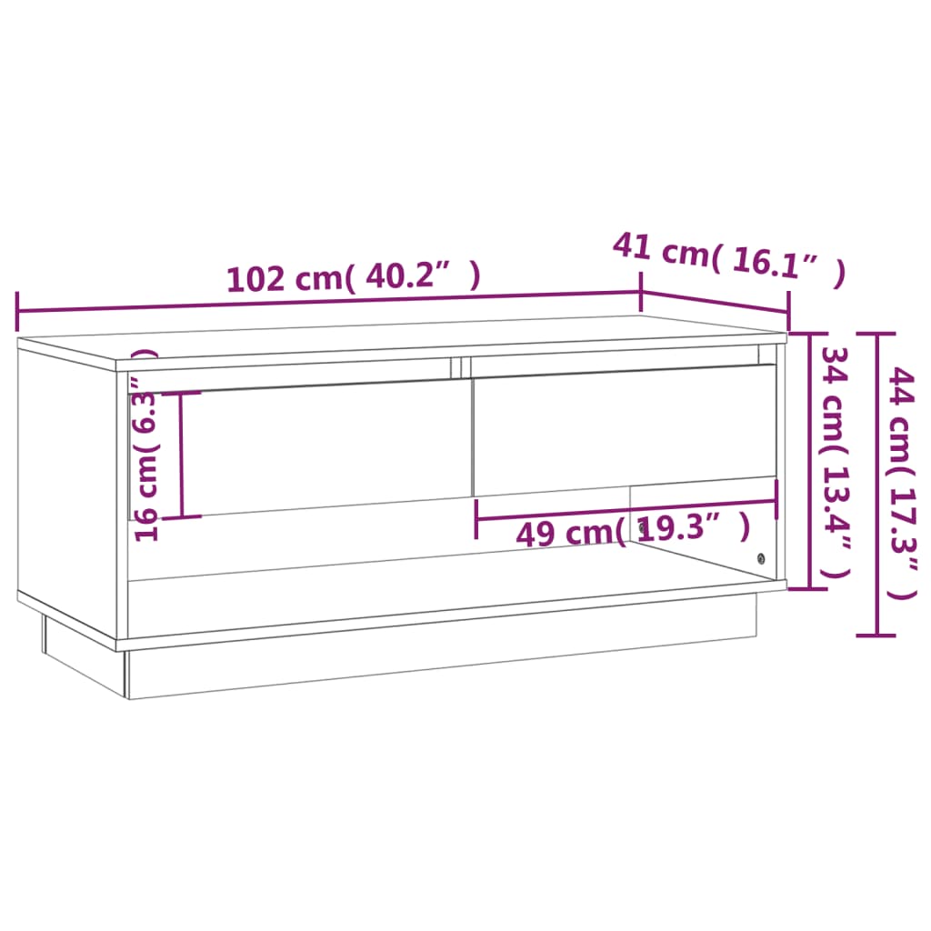 Tv-Meubel 102X41X44 Cm Spaanplaat Bruineikenkleurig