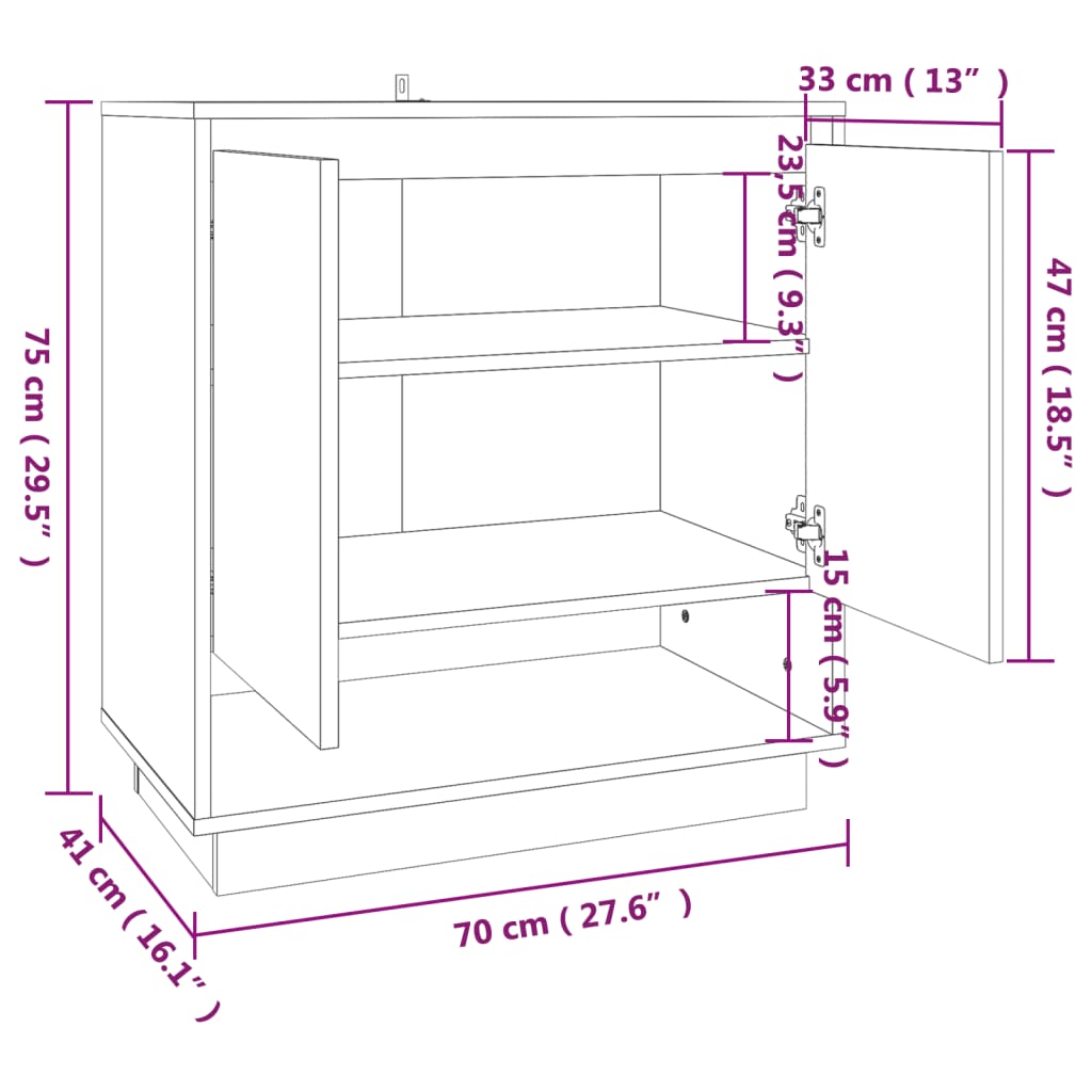 Dressoir 70X41X75 Cm Spaanplaat Bruineikenkleurig