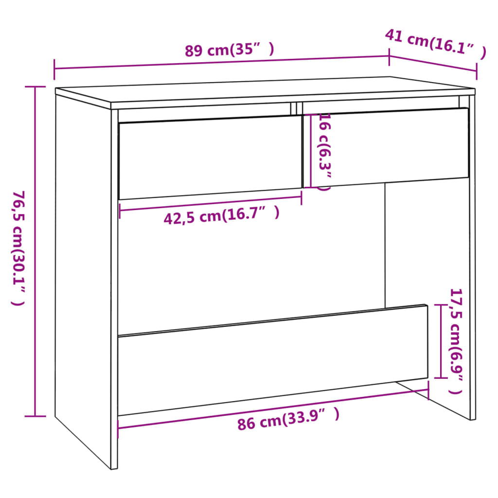 Wandtafel 89X41X76,5 Cm Staal Bruineikenkleurig