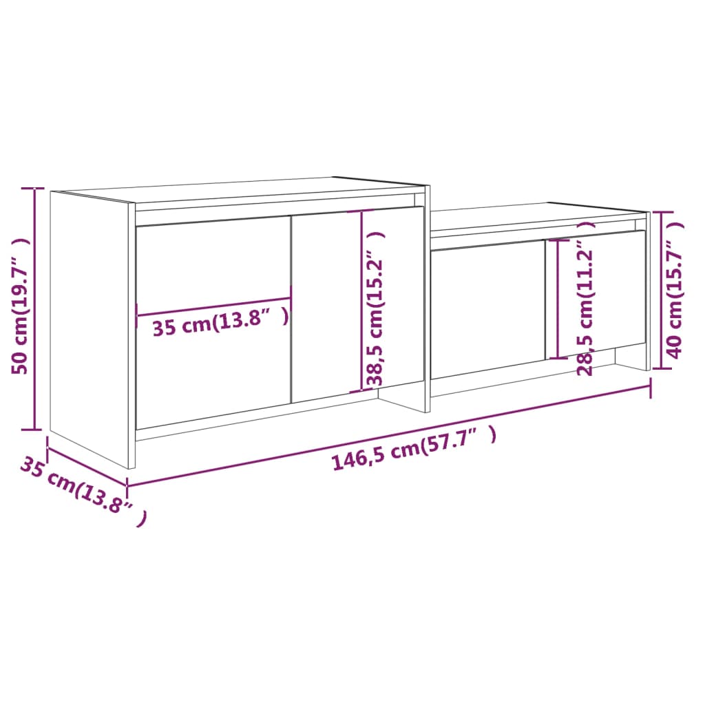 Tv-Meubel 146,5X35X50 Cm Spaanplaat Bruineikenkleurig