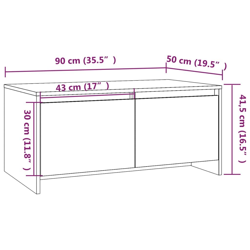 Salontafel 90X50X41,5 Cm Spaanplaat Bruineikenkleurig