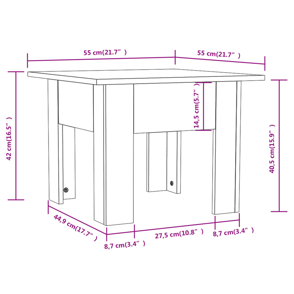 Salontafel 55X55X42 Cm Spaanplaat Bruineikenkleurig