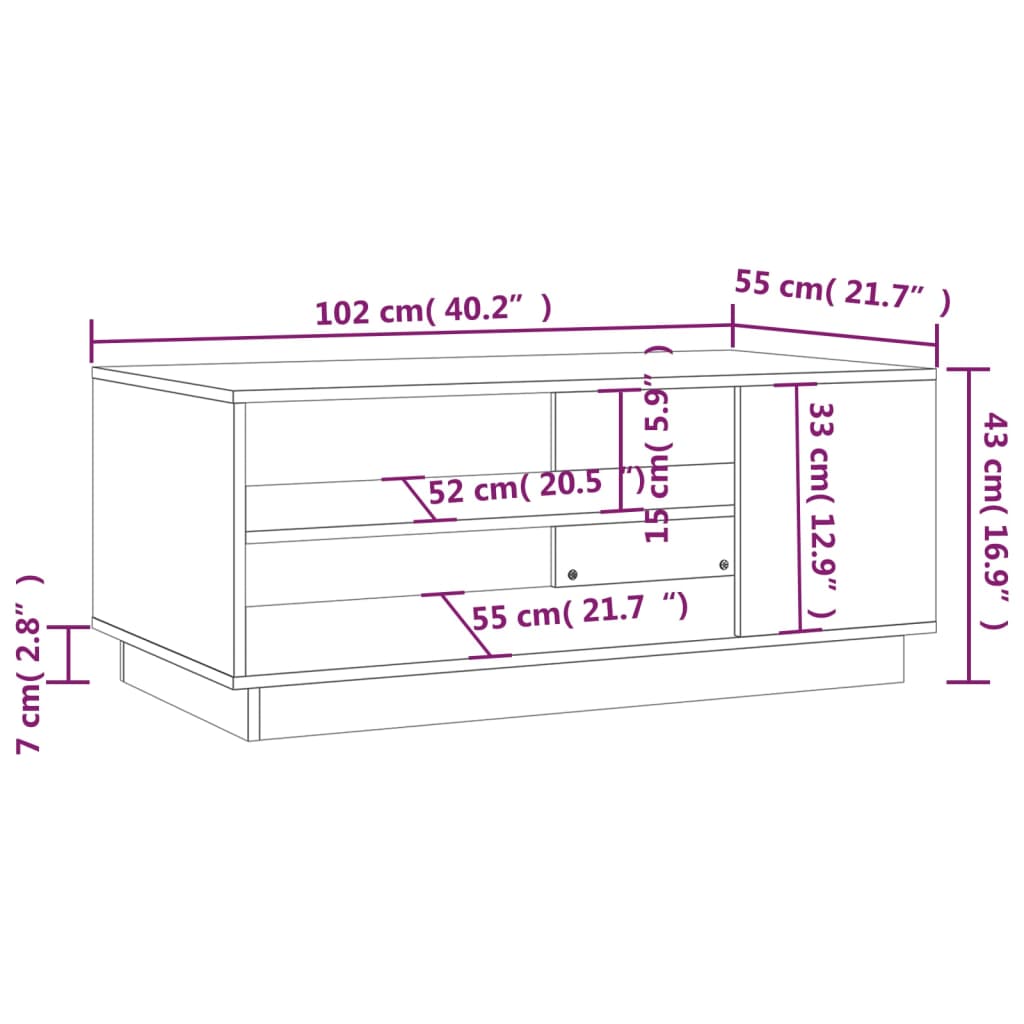 Salontafel 102X55X43 Cm Spaanplaat Bruineikenkleurig