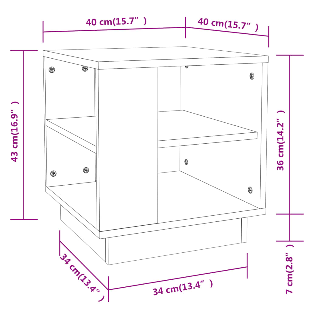 Salontafel 40X40X43 Cm Bewerkt Hout Bruineikenkleurig