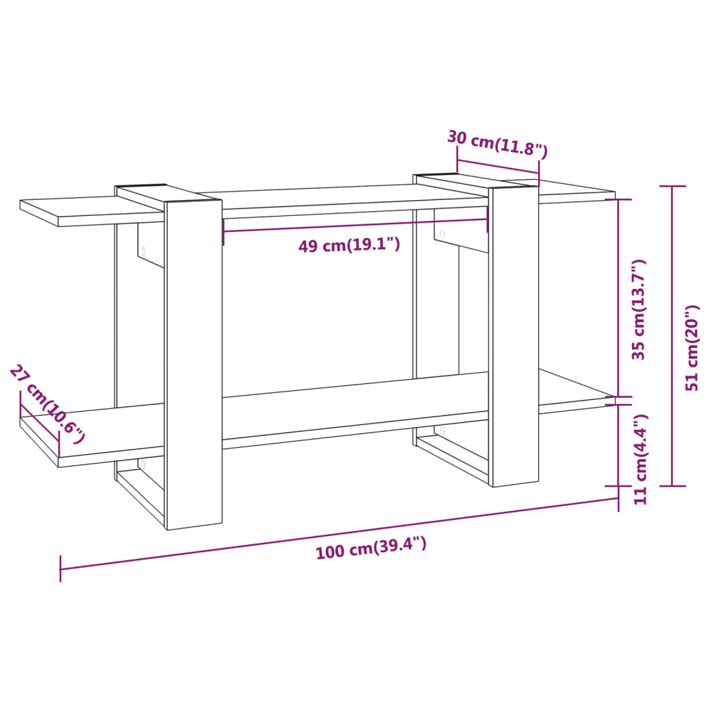 Boekenkast 100X30X51 Cm Bewerkt Hout Bruineikenkleurig