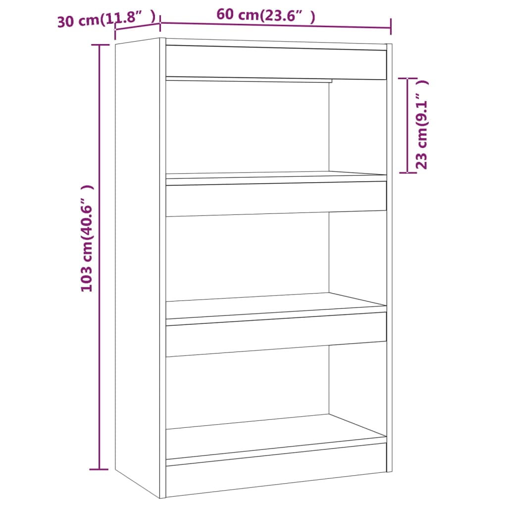 Boekenkast/Kamerscherm 60X30X103 Cm Bruineikenkleurig