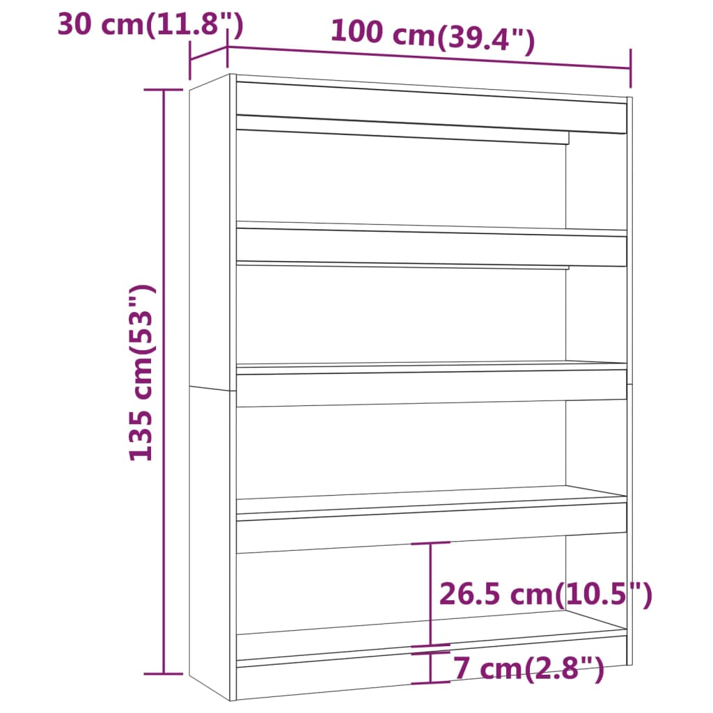 Boekenkast/Kamerscherm 100X30X135 Cm Bruineikenkleurig