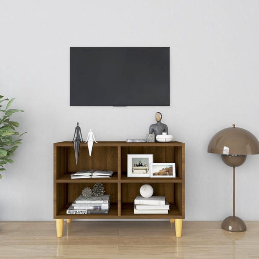 Tv-Meubel Met Houten Poten 69,5X30X50 Cm Bruineikenkleurig