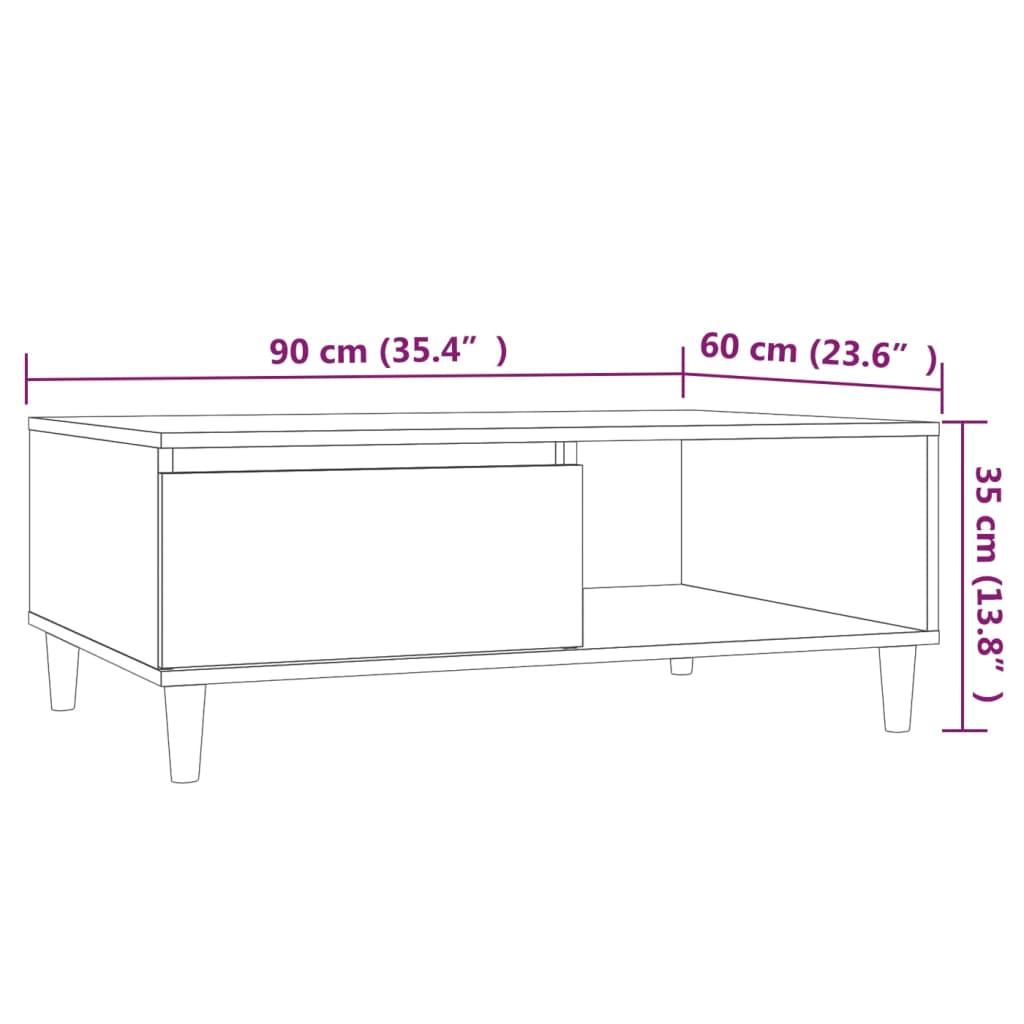 Salontafel 90X60X35 Cm Spaanplaat Bruineikenkleurig