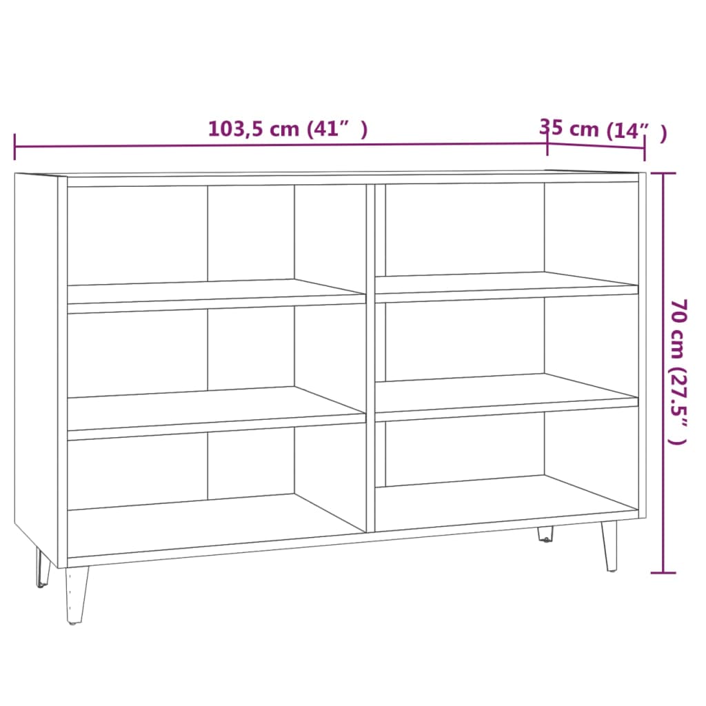 Dressoir 103,5X35X70 Cm Spaanplaat Bruineikenkleurig