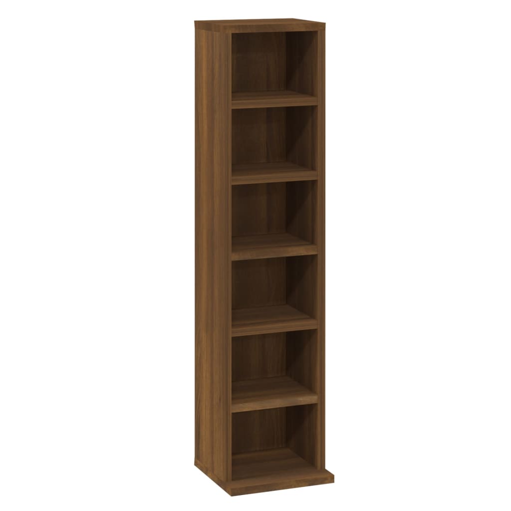 Cd-Kast 21X20X88 Cm Bewerkt Hout Bruineikenkleurig