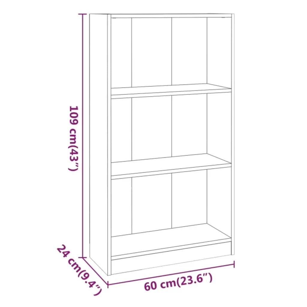 Boekenkast 60X24X109 Cm Bewerkt Hout Bruineikenkleurig