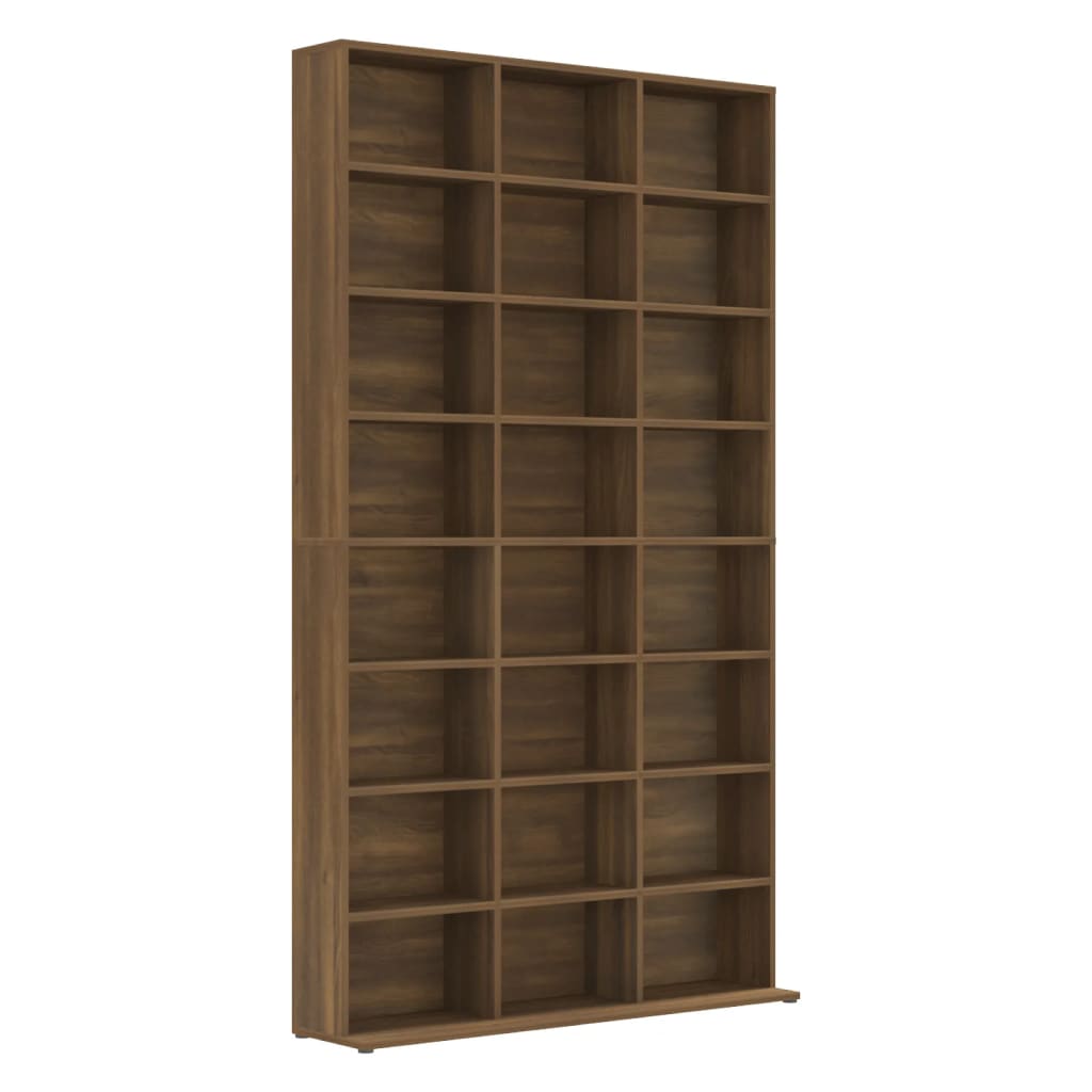 Cd-Kast 102X23X177,5 Cm Bewerkt Hout Bruineikenkleurig