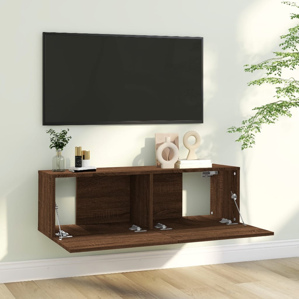 Tv-Wandmeubel 100X30X30 Cm Bewerkt Hout Bruineikenkleurig