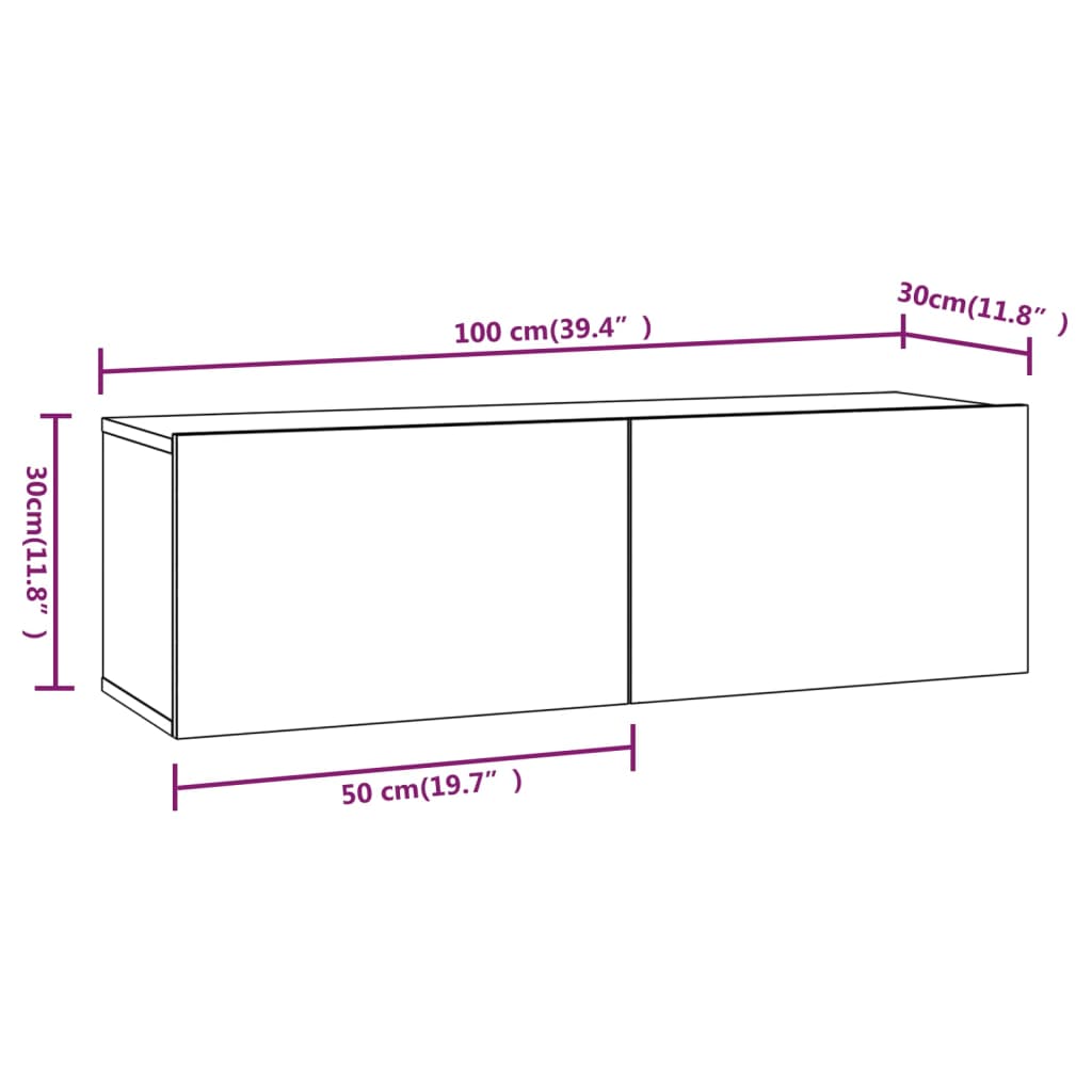 Tv-Wandmeubel 100X30X30 Cm Bewerkt Hout Bruineikenkleurig