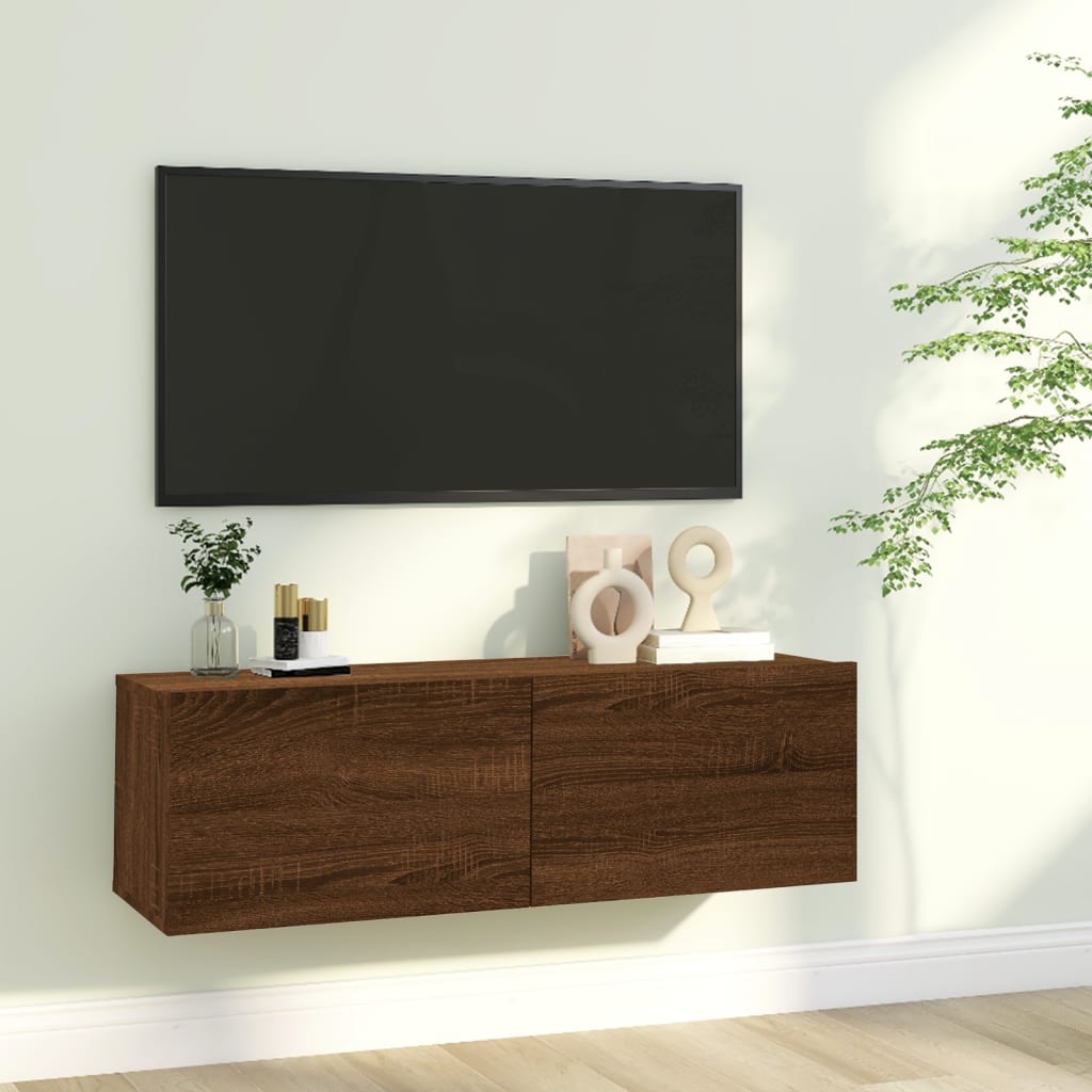 Tv-Wandmeubel 100X30X30 Cm Bewerkt Hout Bruineikenkleurig