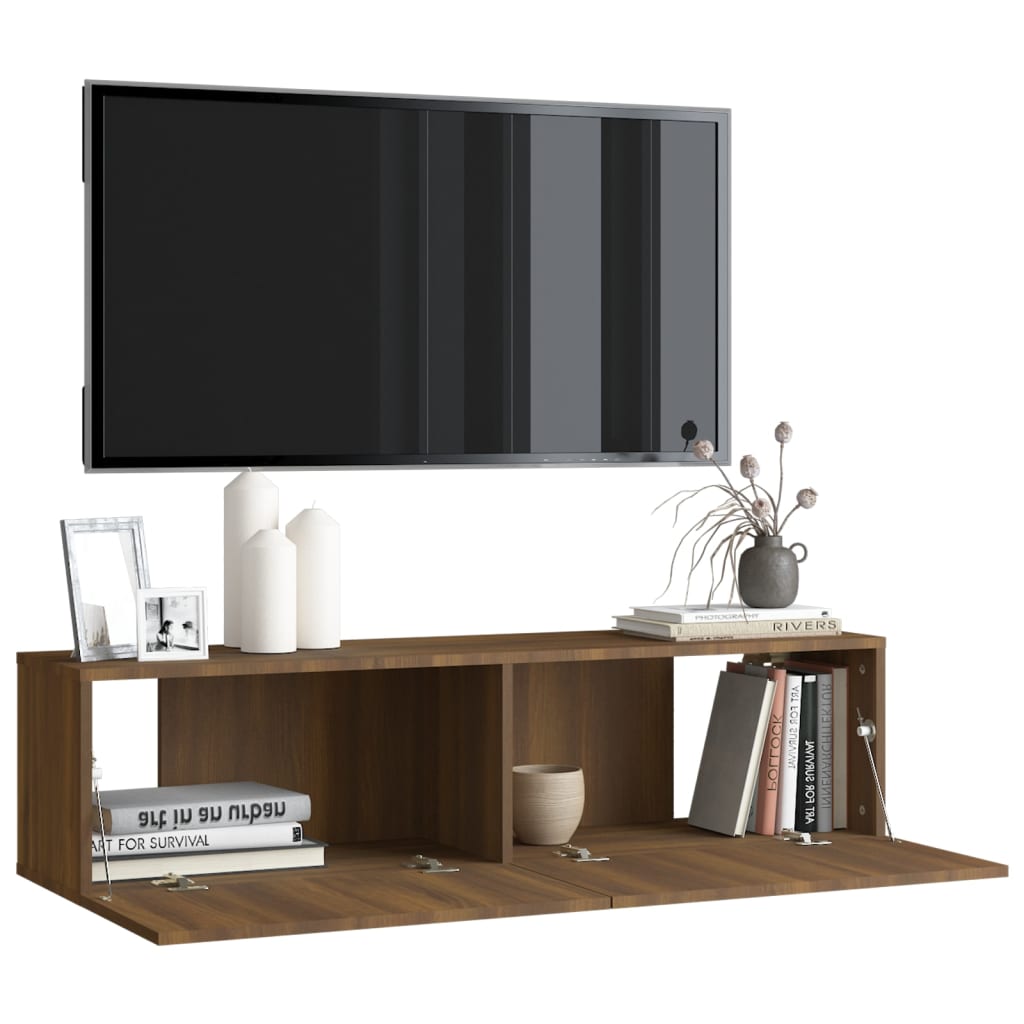 Tv-Wandmeubel 120X30X30 Cm Bewerkt Hout Bruineikenkleurig