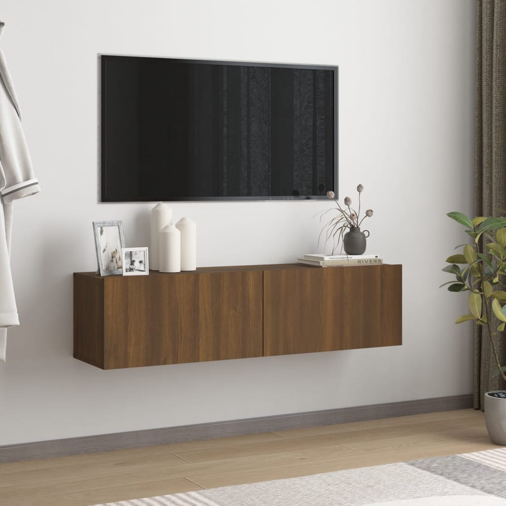 Tv-Wandmeubel 120X30X30 Cm Bewerkt Hout Bruineikenkleurig