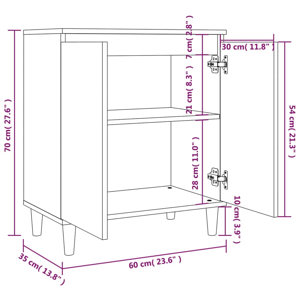 Dressoir 60X35X70 Cm Bewerkt Hout Bruineikenkleurig