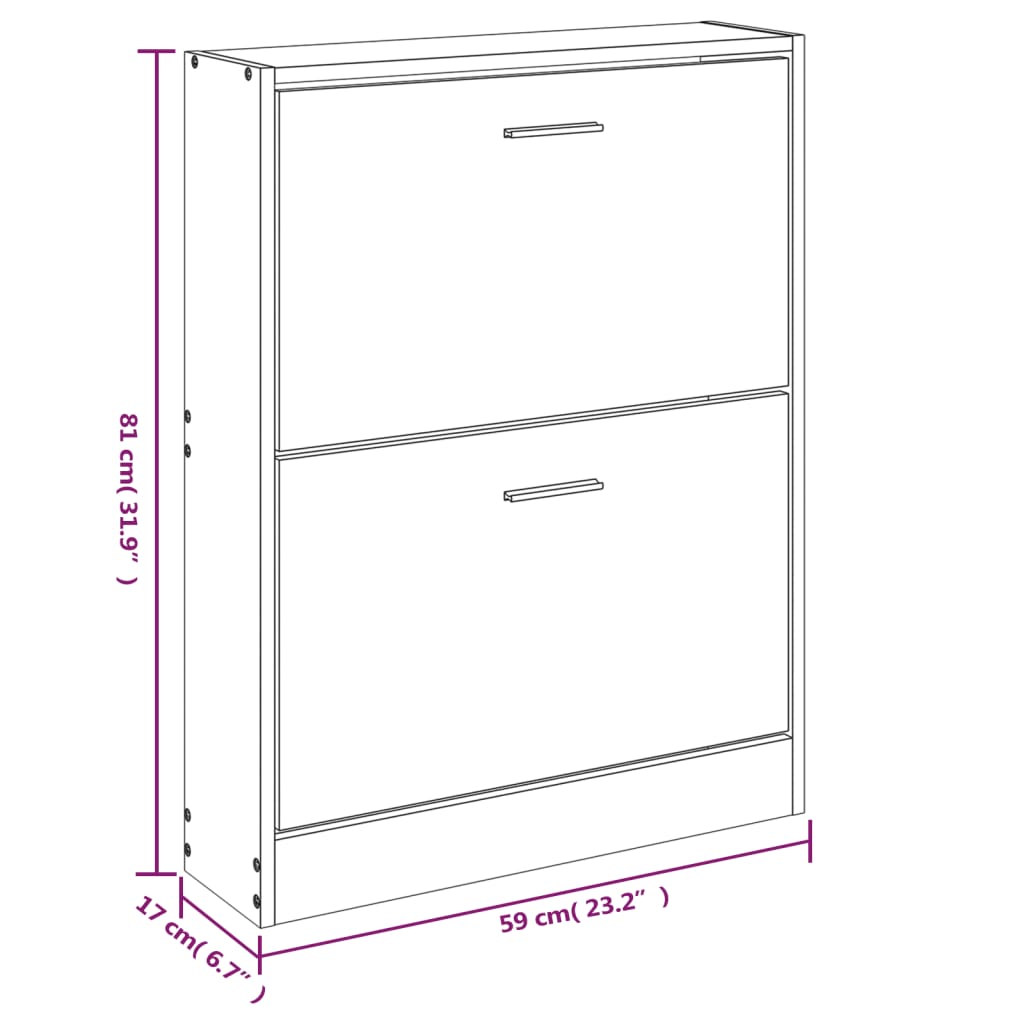 Schoenenkast 59X17X81 Cm Bewerkt Hout Bruin Eikenkleur 59 x 17 x 81 cm Bruineiken