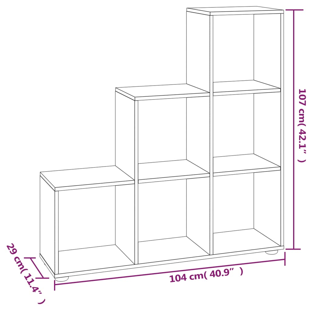 Boekenkast Trapvormig 107 Cm Bewerkt Hout Bruineikenkleurig