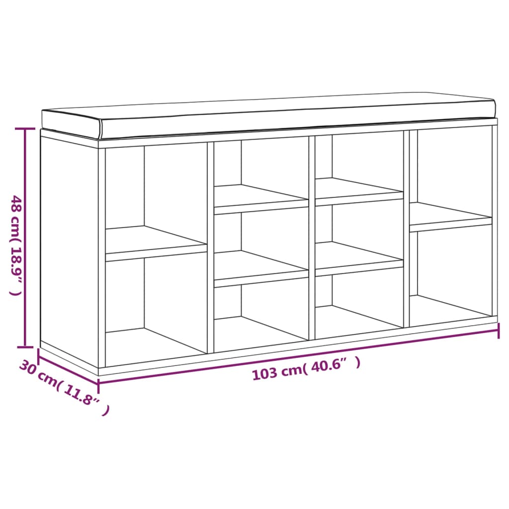 Schoenenbank 103X30X48 Cm Bewerkt Hout Bruineikenkleurig