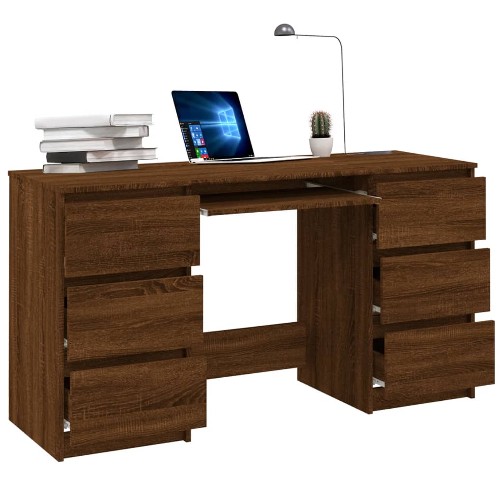 Bureau 140X50X77 Cm Bewerkt Hout Bruineikenkleurig