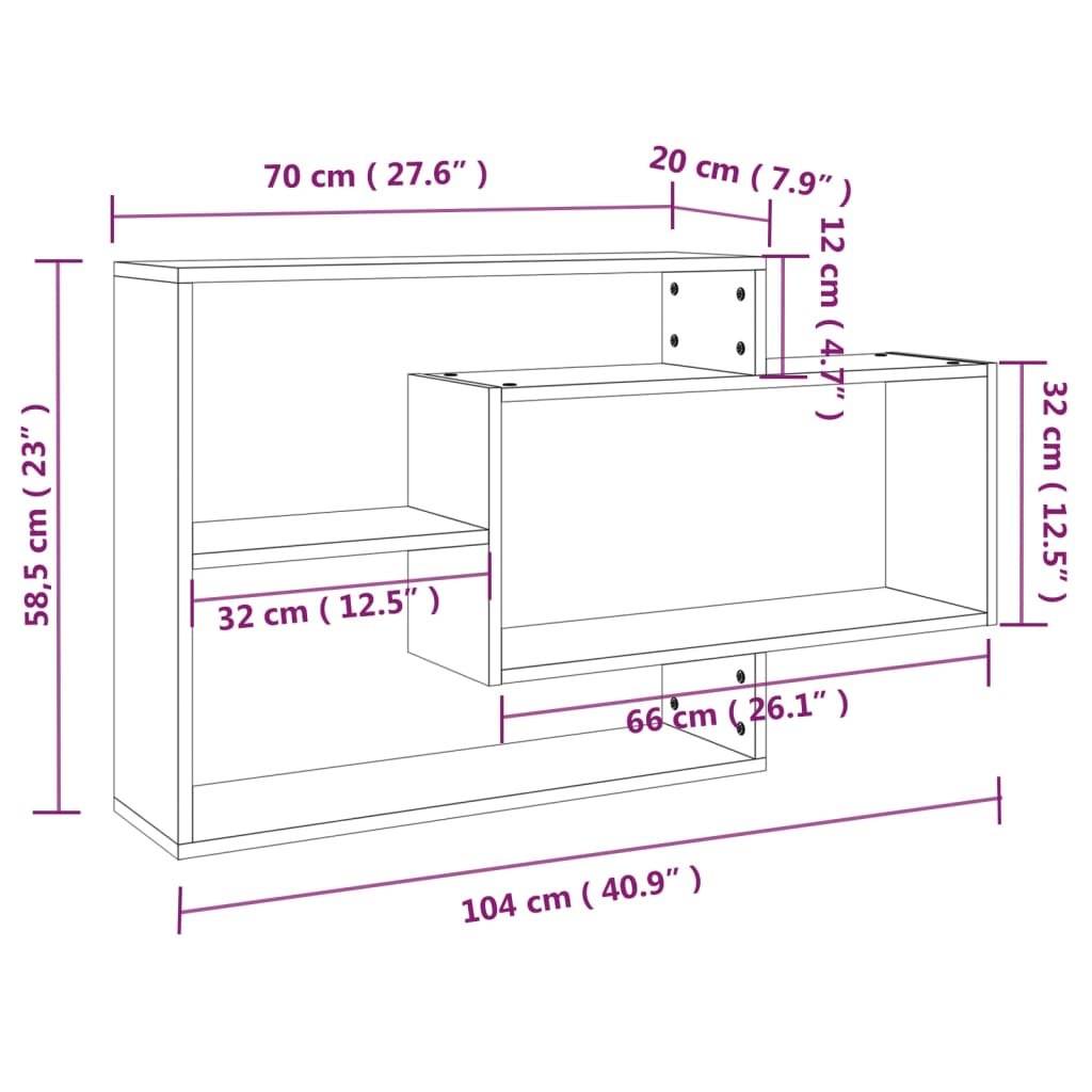 Wandschap 104X20X58,5 Cm Bewerkt Hout Bruineikenkleurig