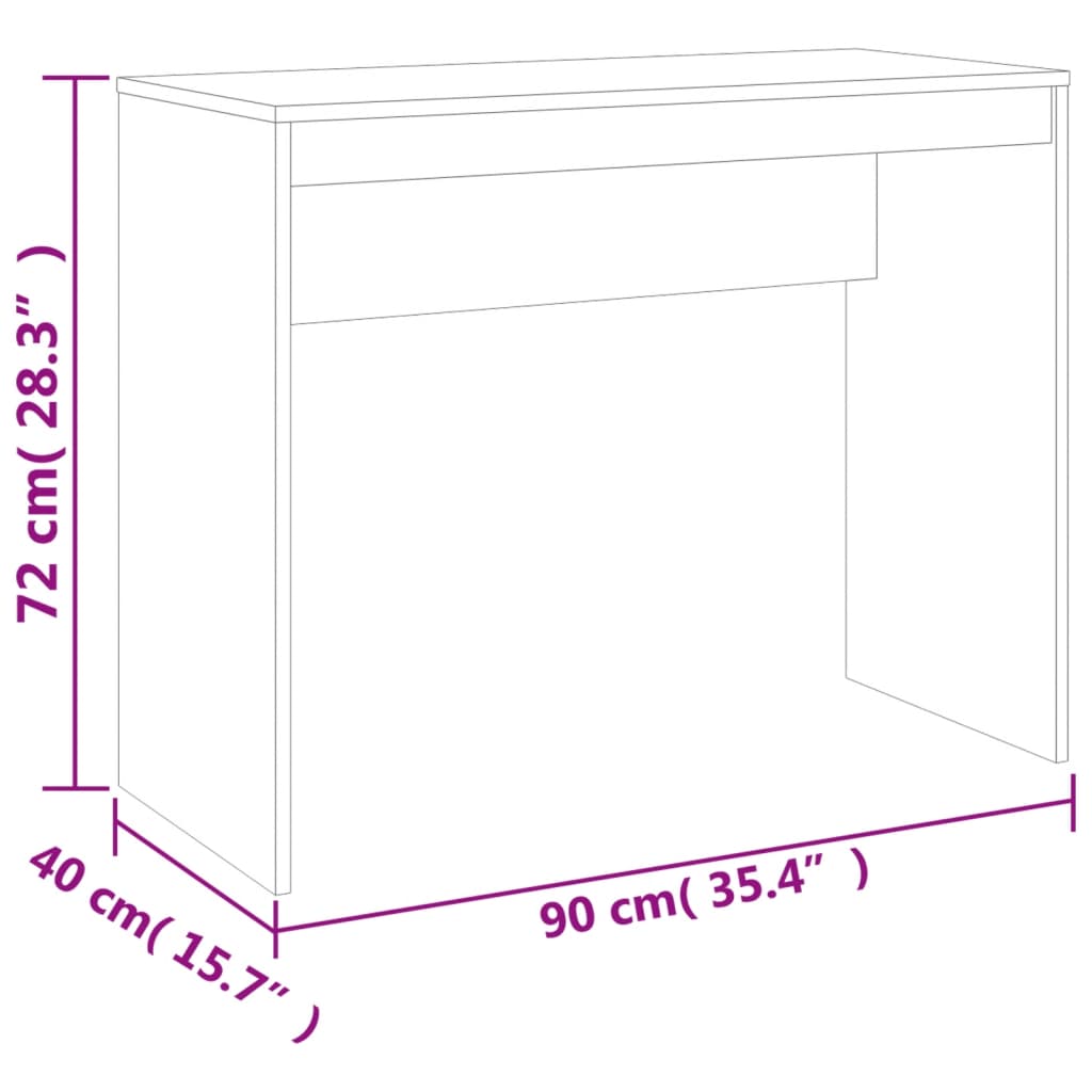 Bureau 90X40X72 Cm Bewerkt Hout Bruineikenkleurig