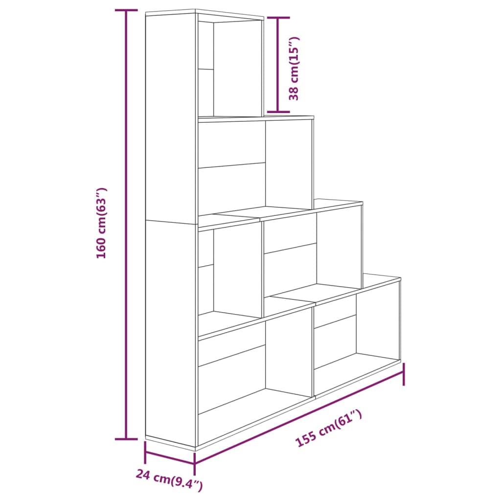 Boekenkast 155X24X160 Cm Bruineikenkleurig