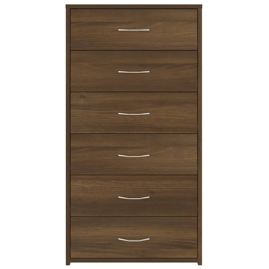 Dressoir Met 6 Lades 50X34X96 Cm Bewerkt Hout Bruineikenkleurig 1 bruin eikenkleur